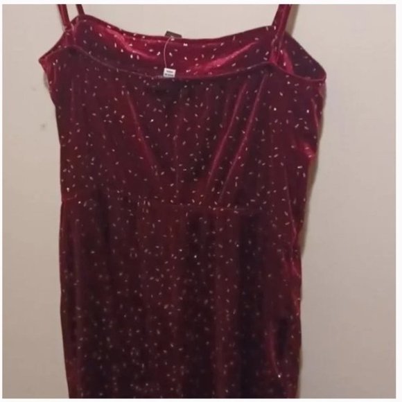 Speechless Wine Cranberry Velvet Jumpsuit Glitter Confetti - Picture 6 of 8